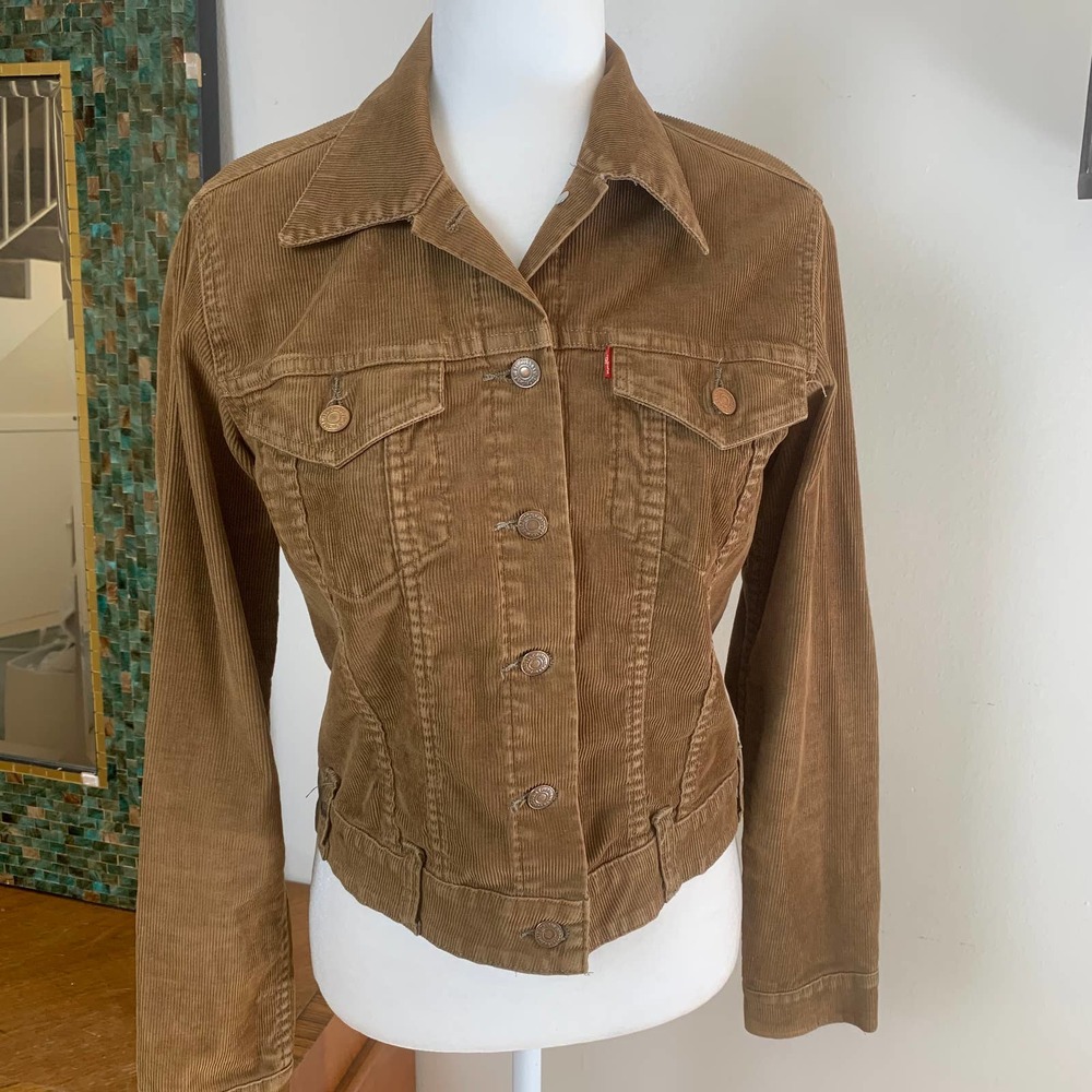 Levi's Corduroy Crop Trucker Jacket Brown Size Medium